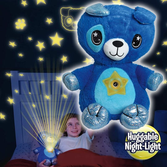 LED Kinder Tischlampe Projektor Stern Teddy mit Sternprojektion Blau 30x16cm
