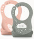 Nuvita Waterproof Silicone Baby Bib with Pocket English Rose/Sage Green 2 Pieces