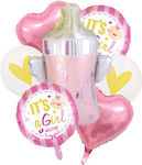 Set of 7 Balloons Pink Girl Birth