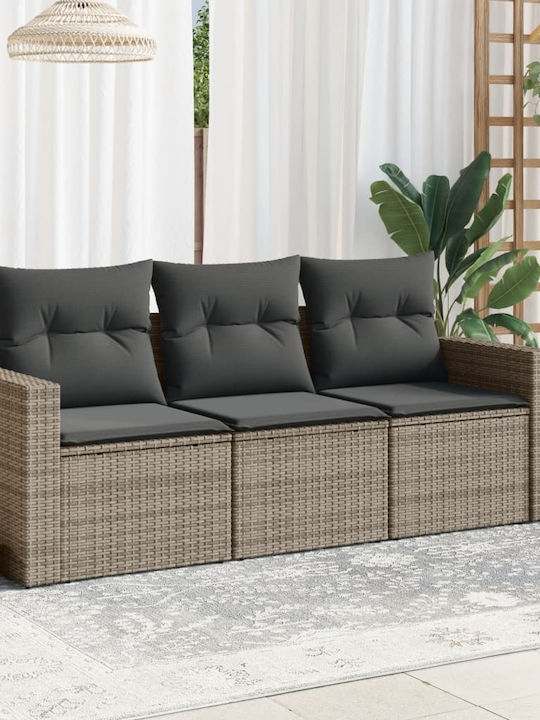 vidaXL Outdoor Sofa Tree-Seater Rattan with Cus...