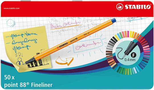 Stabilo Pen 88 Markere de Proiectare 0.4mm Colorat 50buc