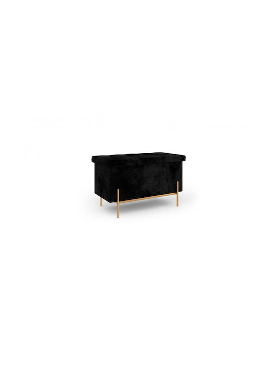 Hocker Für das Wohnzimmer mit Stauraum Mit Stoff bezogen Black 1Stück 76x37x45cm