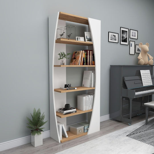 Bücherregal Boden Weiß 63.6x23.8x150cm