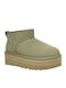 Classic Ultra Mini Platform Suede Women's Ankle Boots with Fur Shaded Clover