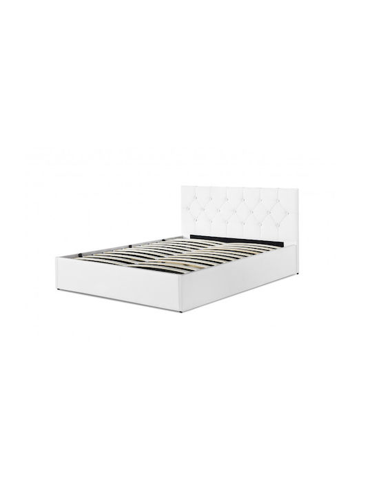 Hannah Κρεβάτι Διπλό Ξύλινο Λευκό με Αποθηκευτικό Χώρο για Στρώμα 140x190cm