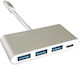 LC-Power 4-Port USB 3.0 Hub with USB-C Connection Gray