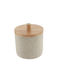 Atmosphera Ecru Vase General Use with Lid Wooden Beige 9.5x5x9.5cm