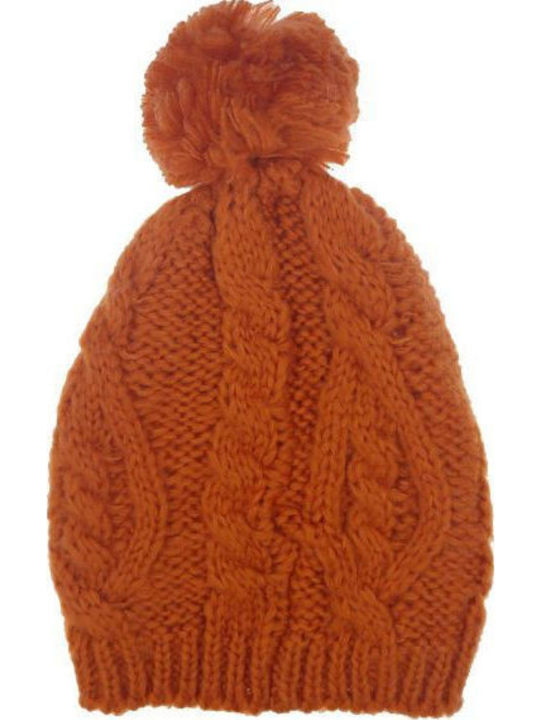 Beanie Beanie Knitted in Orange color