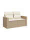 Zweisitziges Sofa Außenbereich Rattan mit Kissen 131x62x69cm