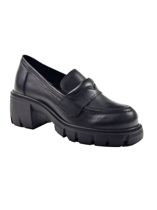 Bottero Leather Black Medium Heels