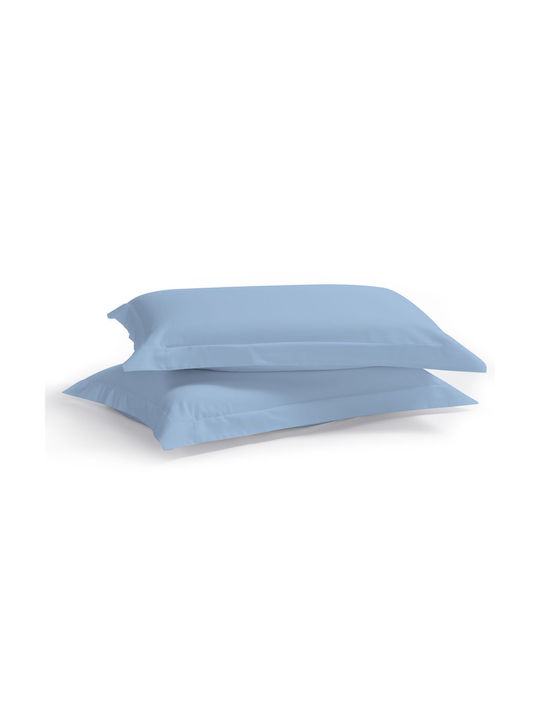 Aslanis Home Satin Plain Pillowcase Set Oxford Blue (95 Serenity Blue) 50x70cm.