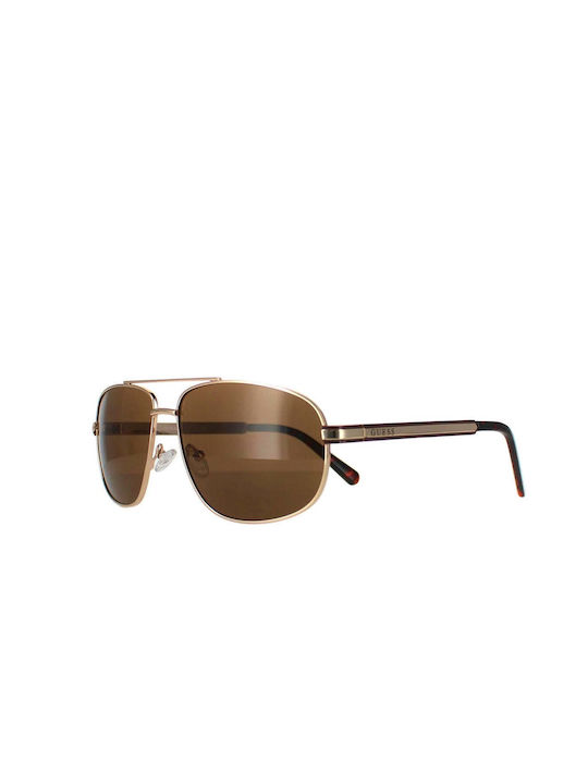 Guess Men's Sunglasses with Gold Metal Frame and Brown Lens GF0244 32E