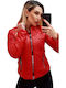 Women's Short Puffer Jacket for Winter Red