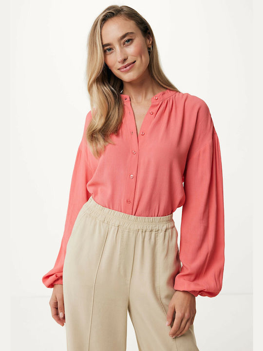 Mexx Damen Bluse Langärmelig Coral