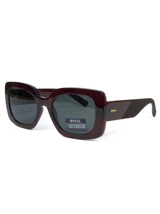 Invu Дамски Слънчеви очила с Бордо Пластмасов Рамка и Сив Леща IB22437C