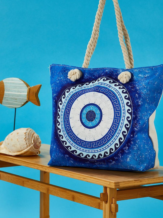 Whitegg Fabric Beach Bag Blue