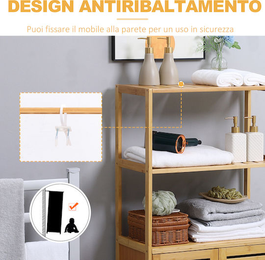 Kleankin Επιδαπέδια Ραφιέρα Μπάνιου Ξύλινη 60x30x120cm