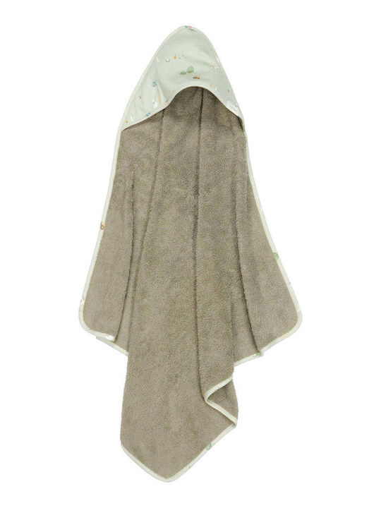 Little Dutch Baby Bathrobe Hooded Little Farm Green 75x75cm
