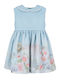 Children's Dress Sleeveless Linen Floral Sky Blue