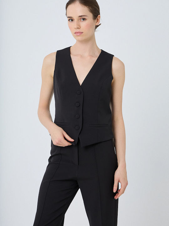 Desiree Women's Vest with Buttons Black