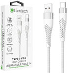 Lamtech USB 2.0 Cable USB-C male - USB-A 18W Λευκό 2m (LAM450299)