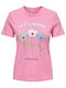 Only Women's T-shirt Floral Pink