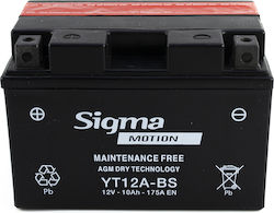Sigma Motorradbatterie YT12A-BS mit Kapazität 10Ah