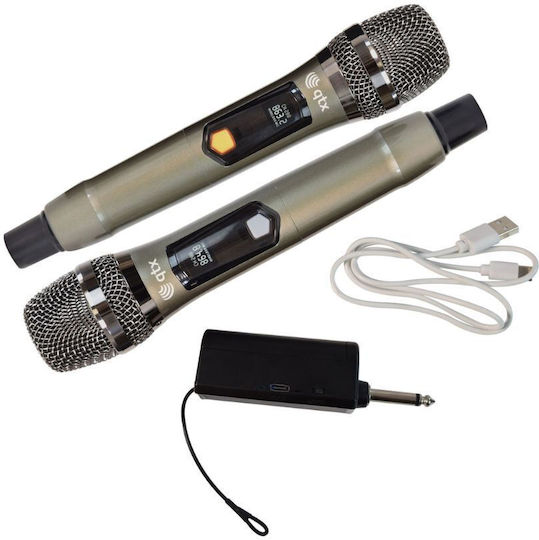 QTX Sound 171.824UK Set Wireless Microphone Handmade for Vocals in Silver Color