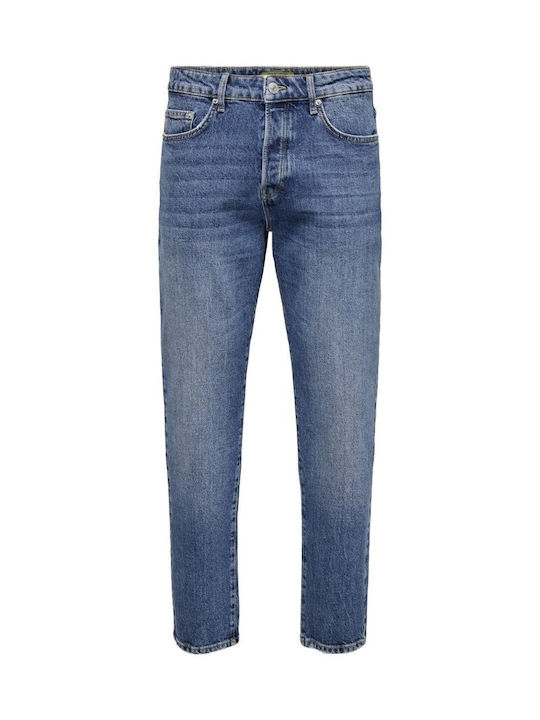 Ανδρικό Παντελόνι Τζιν Cropped με Loose Tapered Εφαρμογή Denim