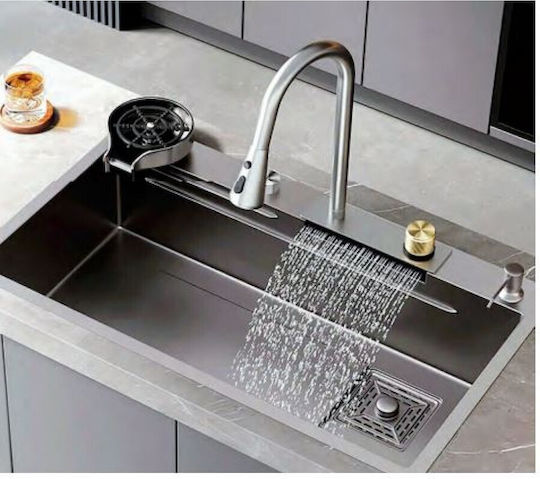 Domistyle LT7545BL Drop-In Inox Kitchen Sink L75xW46cm Black