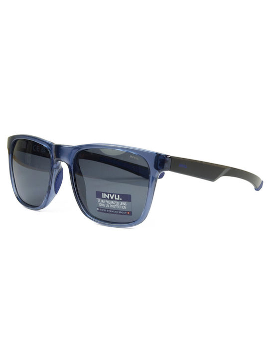 Invu Sunglasses with Blue Plastic Frame and Gra...