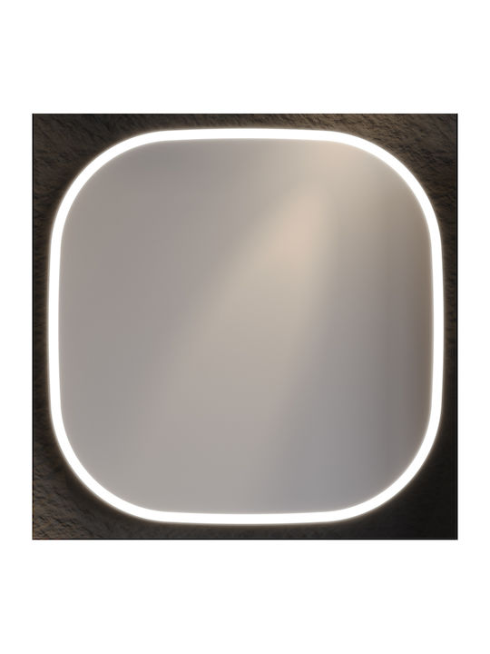 Martin Bathroom Mirror Led made of MDF 80x80cm Beige