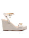 Mexx Women's Synthetic Leather Ankle Strap Platforms Beige