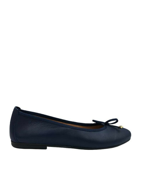 Gatzelis Shoes Δερμάτινες Γυναικείες Μπαλαρίνες σε Μπλε Χρώμα