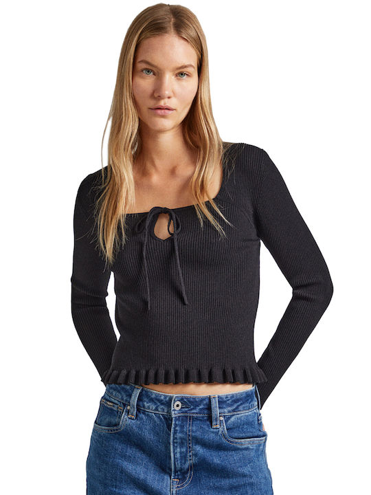 Pepe Jeans Damen Langarm Pullover Schwarz