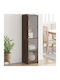 Floor Particle Board Living Room Display Cabinet with Glass Coffee 35x37x142cm