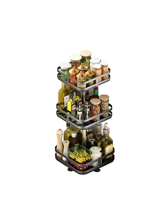 Bakaji Metallic Tabletop Rotating Spice Rack Blue