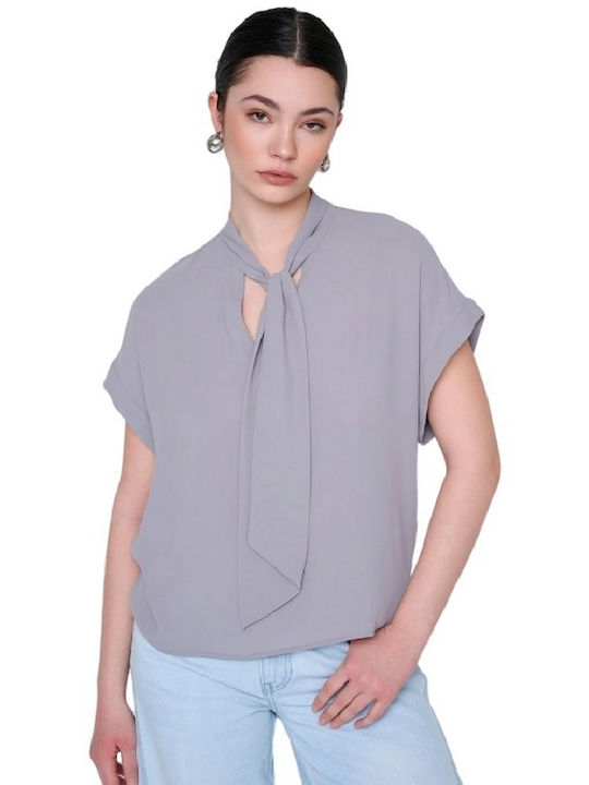 Ale - The Non Usual Casual Women's Summer Blouse Short Sleeve Gray