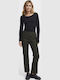 Women's Fabric Trousers Regular Fit Checked Green