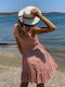 Achilleas Accessories Καλοκαιρινό Mini Φόρεμα με Βολάν Ροζ