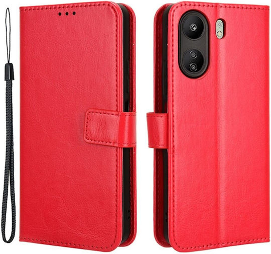 Crazy Horse Wallet Piele artificială / Plastic / Silicon Roșu (Redmi 13C / Poco C65 4G)