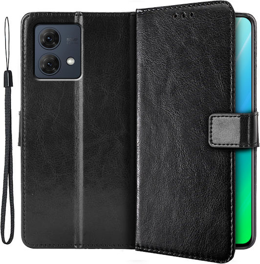 Crazy Horse Wallet Δερματίνης / Πλαστικό / Σιλικόνης Μαύρο (Moto G84)