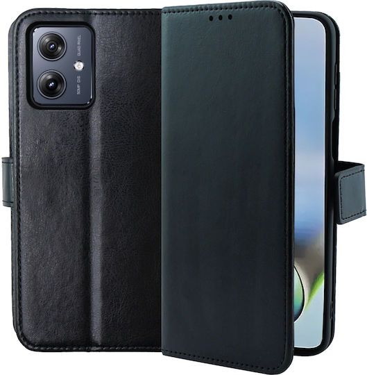 Crazy Horse Wallet Piele artificială / Plastic / Silicon Negru (Motorola Moto G54 5G)