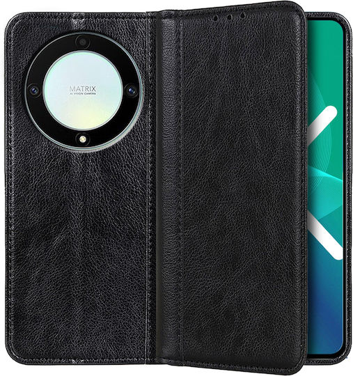 Honor Wallet Litchi Leather Δερμάτινο / Σιλικόνης Μαύρο (Honor Magic 5 Lite 5G)