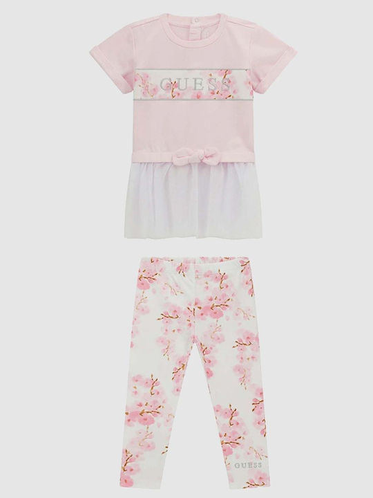 Guess Kids Set with Leggings Summer 2pcs Pink