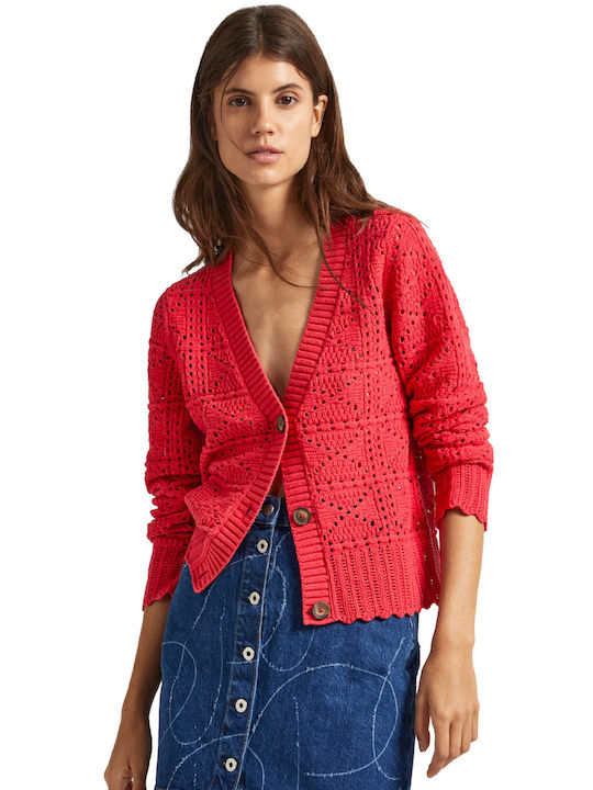 Pepe Jeans Jachetă de damă tricotată în Roșu Culoare