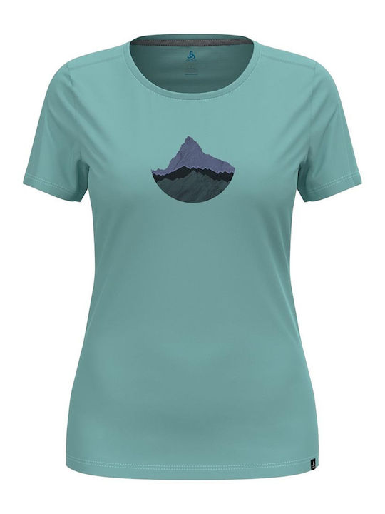 Odlo Women's Athletic T-shirt Fast Drying Polka Dot Turquoise