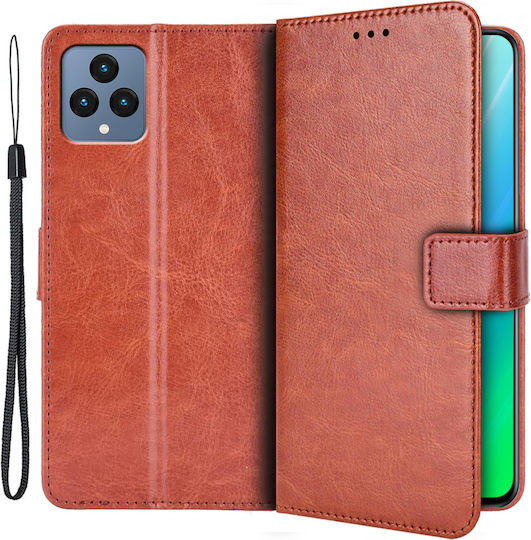 Crazy Horse Wallet Piele artificială / Plastic / Silicon Maro (T Phone 5G)