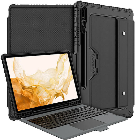 Nillkin Bumper Flip Cover με Πληκτρολόγιο στα Αγγλικά US Μαύρη (Galaxy Tab S8+, Tab S7, Tab S7 FE)
