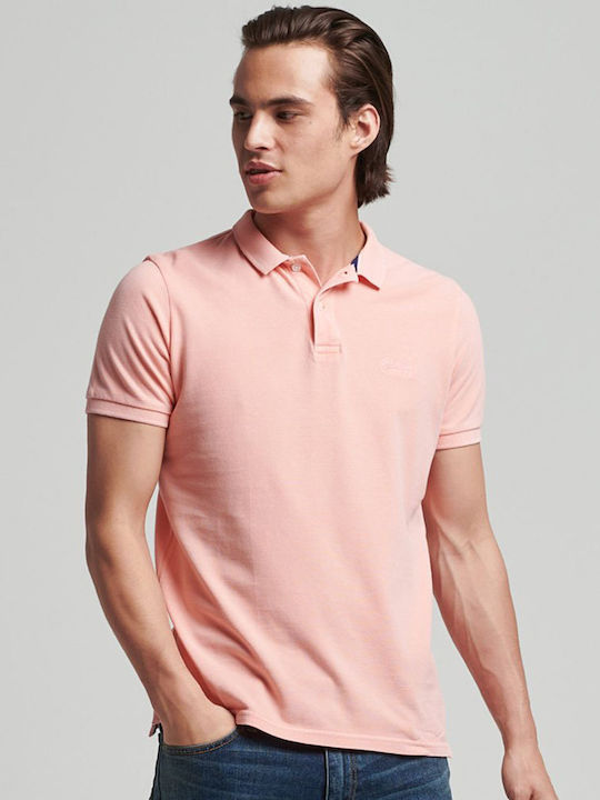 Superdry Men's Short Sleeve Blouse Polo Pink